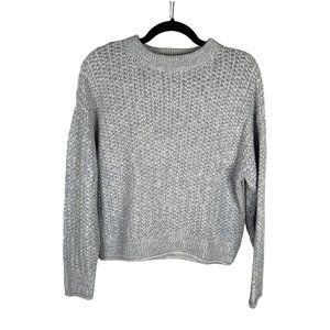 Universal Thread Womens S Loose Knit Crew Neck Sweater Light Blue White Pullover